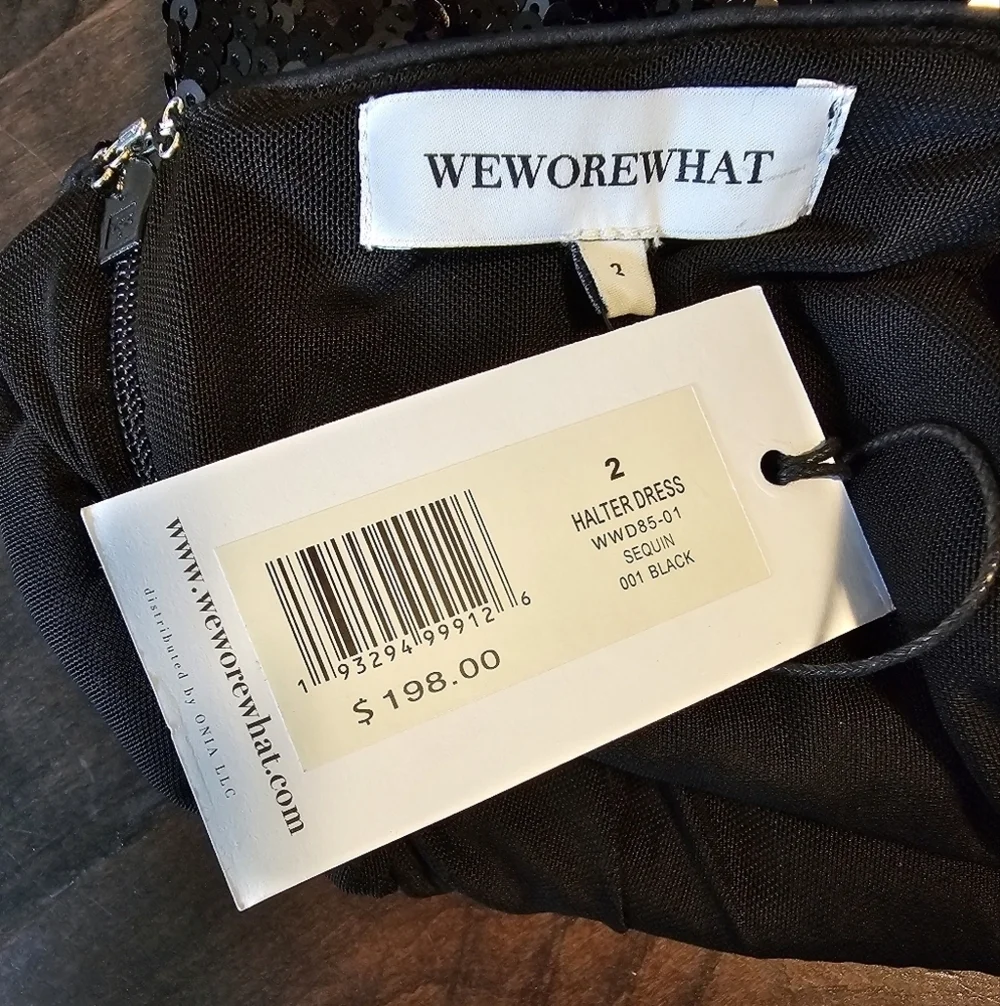 WeWoreWhat Backless Black Sequin Halter Maxi Dress, Women's Size 2
